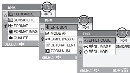 PANASONIC LUMIX DMC-FX07 - - À propos des éléments de l'écran de menu - 1