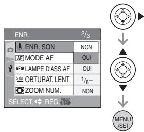 PANASONIC LUMIX DMC-FX07 - Appuyez sur ▶, puis sur ▲/▼ pour sélectionner le réglage et puis appuyez sur [MENU/SET]. - 1