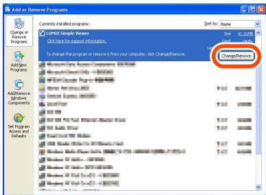 PANASONIC LUMIX DMC-FX9EG - Selezionare il software da disinstallare e fare clic su [Change/Remove]. - 1