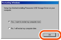 PANASONIC LUMIX DMC-FX9EG - Als het dialoogvenster [Restarting Windows] verschijnt, klik [OK] aan. - 1