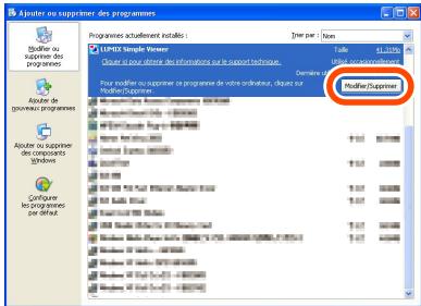 PANASONIC LUMIX DMC-FX9EG - Sélectionnez le logiciel à désinstaller et cliquez sur [Modifier/Supprimer]. - 1