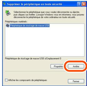 PANASONIC LUMIX DMC-FX9EG - Sélectionnez [Périphérique de stockage de masse USB] et cliquez sur [Arrêter]. - 1