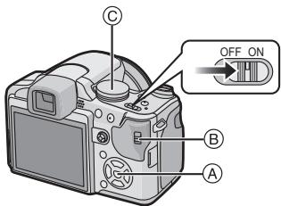 PANASONIC LUMIX DMC-FZ28 - Faites glisser le commutateur de selection [ENR.]/[LECT.] sur [O]. - 1
