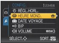 PANASONIC LUMIX DMC-FZ28 - Sélectionnez [HEURE MOND.] du menu [CONFIG.], puis appuyez sur - 1