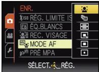 ENR. 150 RÉG. LIMITE IS ÉQ.BLANCS REC. VISAGE MODE AF PRÉ MPA SÉLECT... RÉG.