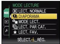 MODE LECTURE MODE LECT. NORMALE DIAPORAMA MODE LECT. LECT. PAR CAT. LECT. FAV. SELECT..._RÉG.