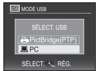 USB MODE USB SÉLECT. USB PictBridge(PTP) PC SÉLECT. RÉG.