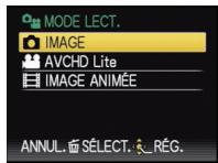 MODE LECT. IMAGE AVCHD Lite IMAGE ANIMÉE ANNUL. SÉLECT. RÉG.