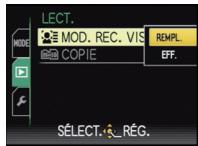LECT. MOD. REC. VIS REEMPL MODE COPIE EFF. SÉLECT. RÉG.