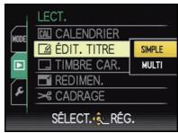 LECT. MODE CAL CALENDRIER ÉDIT. TITRE SIMPLE TIMBRE CAR. MULTI RÉDIMEN. CADRAGE SELECT... RÉG.