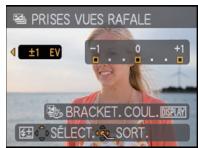 PRISES VUES RAFALE ±1 EV -1 0 +1 BRACKET. COUL. DISPLAY SELECT. SORT.