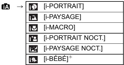 iA → [i-PORTRAIT] [i-PAYSAGE] [i-MACRO] [i-PORTRAIT NOCT.] [i-PAYSAGE NOCT.] [i-BÉBÉ]*
