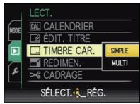 LECT. MODE CAL CALENDRIER ÉDIT. TITRE TIMBRE CAR. REDIMEN. CADRAGE SIMPLE MULTI SÉLECT. RÉG.