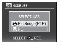 USB MODE USB SÉLECT. USB PictBridge(PTP) PC SÉLECT. RÉG.