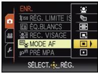 ENR. 150 RÉG. LIMITE IS ÉQ.BLANCS REC. VISAGE MODE AF PRÉ MPA SÉLECT. RÉG.