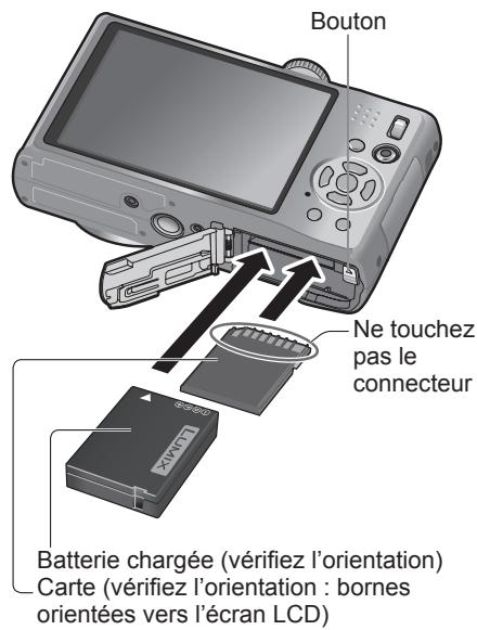 PANASONIC LUMIX DMC-TZ8 - Insérer etPTRirer la carte (en option)/ la batterie - 1