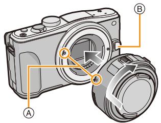PANASONIC DMCGF6EF - Lijn de pasmarkeringen voor de lens  uit en draai de lens verrolgens in de richting van de pijl tot de klik gezhoord worden. - 1
