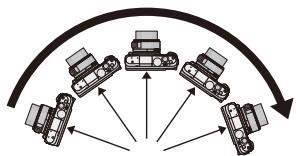 PANASONIC DMCGF6EF - Druk de sluiterknop volledig in maak met de camera eenkleine cirkelbeweging in de richting van de pijl op het scherm. - 1