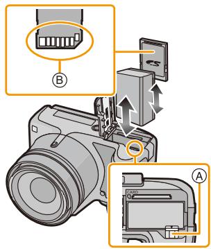 PANASONIC LUMIX DMC-FZ200 - Insertion et retrait de la carte (en option)/la batterie - 2