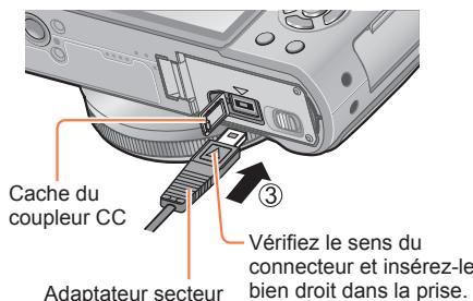 PANASONIC LUMIX DMC-LX7 - Utiliser l'adaptateur secteur (en option) et le coupleur CC (en option) au lieu de la batterie - 2