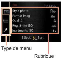 PANASONIC LUMIX DMC-LX7 - ■Permuter le type de menu - 2