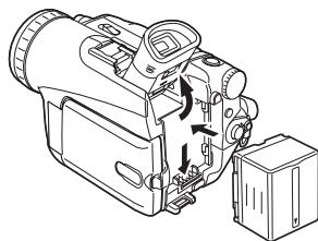 PANASONIC NV-GS120 - Fixez la batterie chargée au caméscope. - 1