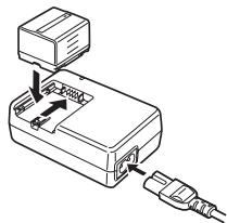 PANASONIC NV-GS120 - Raccordez la batterie à l'adaptateur CA et chargez-la. - 1