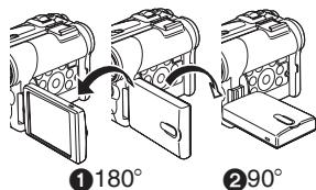 PANASONIC NV-GS22 - Reglez l'inclinaison de I'ecran à cristaux liquides selon I'angle d'enregistrement souhaité. - 1