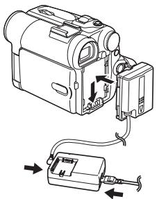 PANASONIC NV-GS22 - Schlieben Sie den Netzadapter an den ausgeschalteten Camcorder sowie danach an die Netzsteckdose an. - 1