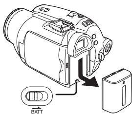 PANASONIC NV-GS230EK - De accu plaatsen - 2