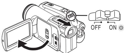 PANASONIC NV-GS280 - Open het LCD-scherm of trek de zoeker uit om het apparaat in te schakelen en de videocamera weer te gebruiken. - 1