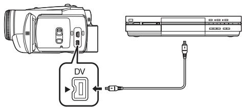 PANASONIC NV-GS280 - Aansluiten met de optionele DV-kabel (Alleen apparatuur met DV-aansluiting) - 1