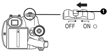 PANASONIC NV-GS280 - Tout en appuyant sur la touche ①, placez l'interrupteur [OFF/ON] sur [OFF]. - 1
