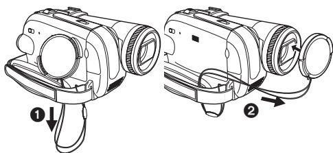 PANASONIC NV-GS320 - Mettez le protège objectif en place - 1