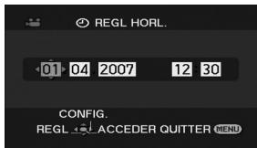 REGL HORL. 01 04 2007 12 30 CONFIG. REGL ACCEDER QUTTER MENU