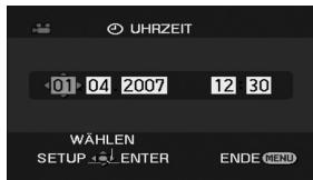 UHRZEIT 01 04 2007 12 30 WÄHLEN SETUP ENTER ENDE MENU