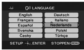 LANGUAGE English Français Español Svenska Česky Deutsch Italiano Nederlands Polski Türkçe SETUP ENTER STOPPEN MENU