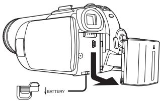 PANASONIC NV-GS80EG - Einsetzen des Akkus - 2