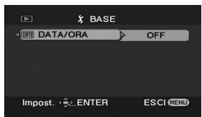 BASE DATA/ORA OFF Impost. ENTER ESCI MENU