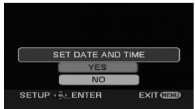 SET DATE AND TIME YES NO SETUP • ENTER EXIT MENU