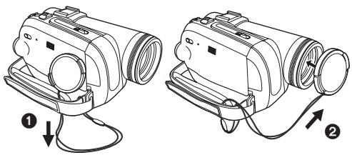 PANASONIC NV-GS80EK - Anbringen des Objektivdeckels - 1