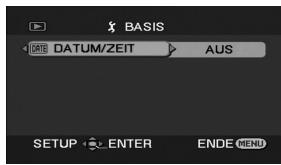 BASIS DATUM/ZEIT > AUS SETUP ENTER ENDE MENU