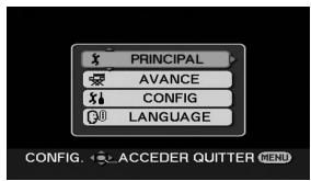 PRINCIPAL AVANCE CONFIG Q# LANGUAGE CONFIG. ACCEDER QUTTER MENU