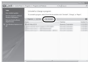 PANASONIC HDC-SD60 - Désinstallation de HD Writer AE 2.0 - 2