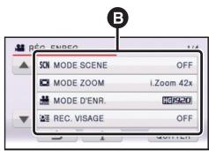 PANASONIC HDC-SD80 - Touchez le sous-menu B. - 1