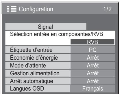 PANASONIC TH-42PHD7EK - Sélection de l'entrée à composantes/rvb - 2