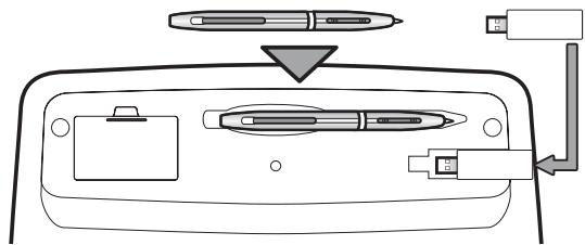 HITACHI TB-1 - Rangement de l'adaptateur sans fil et du stylet électronique - 1