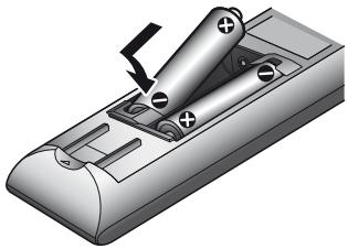 SONY SS 5100 - Plaats twee R6-batterijen (AA-formaat) in de batterijhouser door de  en  -zijden van de batterijen te latent samenvallen met de markeringen in de houder. - 1