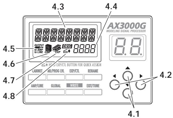 KORG AX3000G - PANNEAU D'AFFICHAGE ET TOUCHES FLÉCHÉES - 1