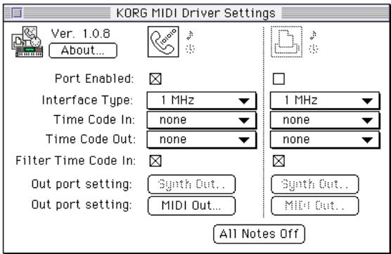 KORG PA80 - Réglage du KORG MIDI DRIVER (macintosh) - 2
